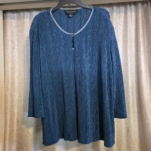 Connected Apparel Blue Textured Blouse